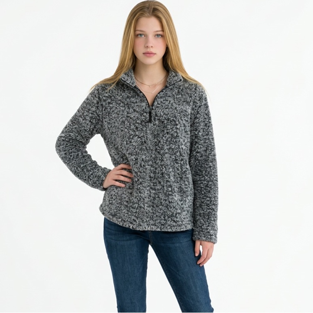 TIME AND TRU Women’s Size Medium SHERPA PULL OVER JACKET 1/4 ZIP   LJKT045